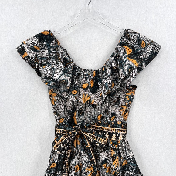 ULLA JOHNSON Amira Midi Dress Womens 6 White Green Portofino Printed Cotton - Picture 7 of 16